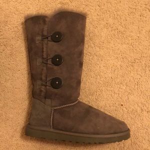 Gray Ugg Boots with Buttons